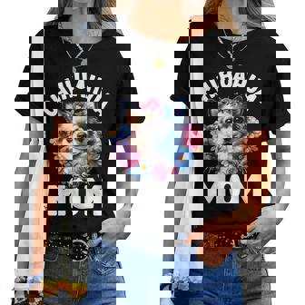 Watercolor Floral Chihuahua Mama Dog Lovers Mother's Day Women T-shirt | Mazezy