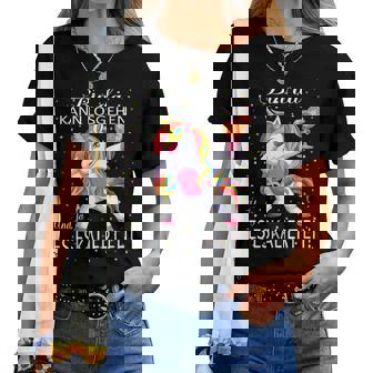 Women's Unicorn Bin Da Kann Losgehen Und Ja Es Escaliert Eh Kostüm With-Neck T-shirt Frauen - Seseable
