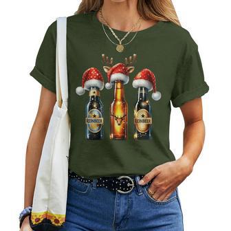 Christmas Beer Bottles With Christmas Hat Beer T-shirt Frauen - Geschenkecke