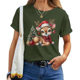 Deerintage Boho Christmas Winter Fawn Animal T-shirt Frauen - Geschenkecke