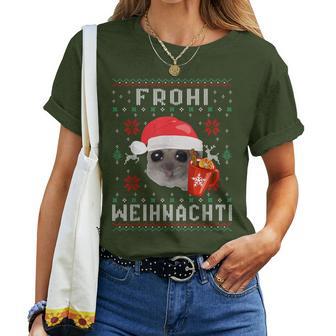 Frohi Weihnachti X Sad Hamster Meme Xmas Wine Mulled Wine T-shirt Frauen - Geschenkecke