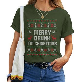 Ugly Christmas Drinking Merry Drunk I'm Christma T-shirt Frauen - Geschenkecke