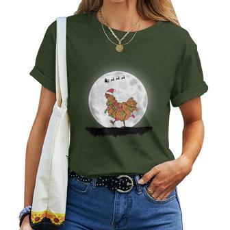 Santa Chicken Christmas Lights Chicken Farmer Christmas T-shirt Frauen - Geschenkecke