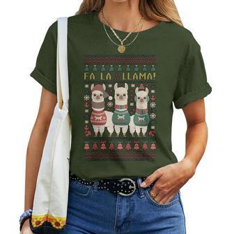 Ugly Christmas Sweater Fa La La Llama Merry Xmas Cute Alpaca T-shirt Frauen - Geschenkecke