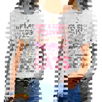 Chat Just A Girl Who Loves Cats Fleur Mignon Floral T-shirt femme - Cadeauxyz