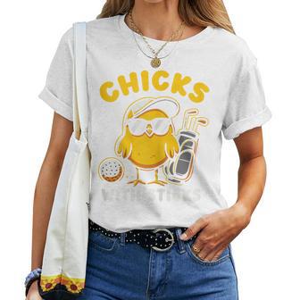 Chicks With Sticks Golfer Girl Woman Golf Club Golfing Women T-shirt | Seseable UK