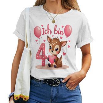 Children's Cute Deer I Am 4 Children's Birthday 4Th Birthday Girl T-shirt Frauen - Geschenkecke