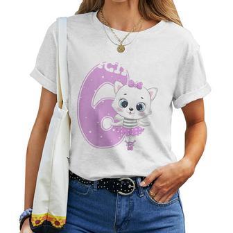 Children's Kitten Birthday Cat 6 Birthday Girls 6 Years T-shirt Frauen - Geschenkecke