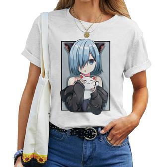 Kawaii Anime Neko Cat Girls Manga Otaku Lovers Pastel T-shirt Frauen - Geschenkecke