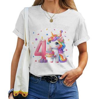 Kinder 4 Geburtstag Mädchen 4 Jahre Einhorn Party Outfit Einhorn T-shirt Frauen - Geschenkecke