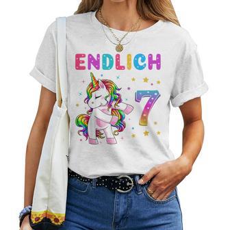 Kinder Endlich 7 Geburtstag Mädchen 7 Jahre Lustiges Party Einhorn T-shirt Frauen - Geschenkecke