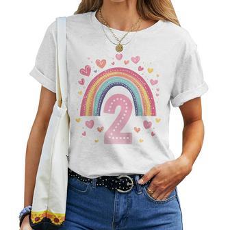 Kinder Geburtstag 2 Mädchen Regenbogen Fee Zwei 2 Jahre T-shirt Frauen - Geschenkecke