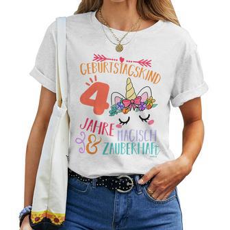 Kinder Geburtstags 4 Jahre Mädchen Einhorn 4 Geburtstag T-shirt Frauen - Geschenkecke