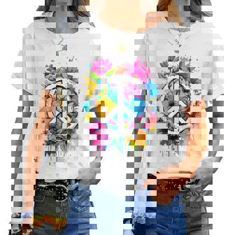 Love Peace Flower Power Signe De Paix Années 70 Et 60 Hippie T-shirt femme - Cadeauxyz