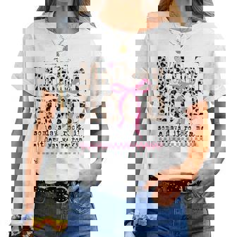 Motherhood Coquette Bow Leopard Mom Sarcastic Women T-shirt | Mazezy