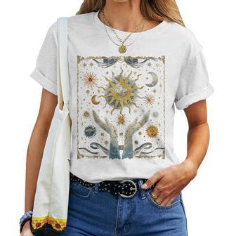 Mystical Snake Moon And Sun Tarot Card Crystals T-shirt Frauen - Geschenkecke