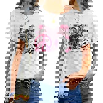 Peace Love Golf Lover Leopard Print Girls Cute Golf Women T-shirt | Mazezy