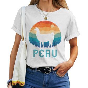 Peru Retro Llamaintage Machu Picchu Alpaca South American T-shirt Frauen - Geschenkecke