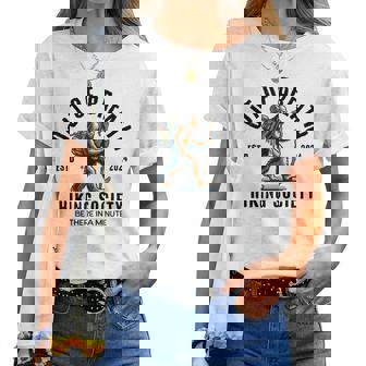 Retro Out Of Breath Hiking Society Hiker Bigfoot Women T-shirt - Thegiftio