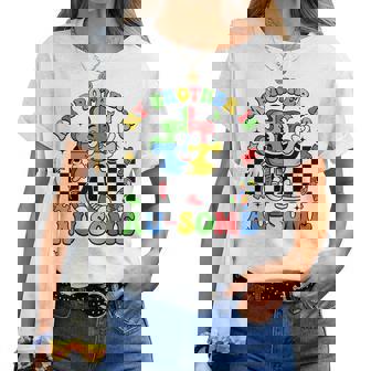 Retro My Brother Is Awesome Autism Awareness Sister Autistic Women T-shirt - Thegiftio UK