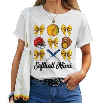 Retro Cute Softball Mimi Bow Softball Mom Women Women T-shirt - Thegiftio UK