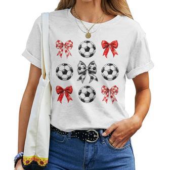 Soccer Coquette Bow Soccer Mama Soccer Mom Women T-shirt - Thegiftio UK