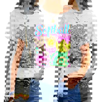 Softball Coquette Bow Softball Mom Mother's Day Women T-shirt - Thegiftio