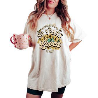 80 Years Loved Blessed 80 Years Old Floral Birthday Women's Oversized Comfort T-shirt - Monsterry