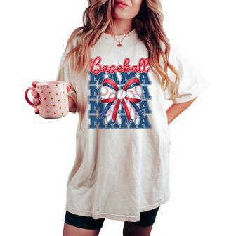 Baseball Mama Coquette Bow Sport Mom Women's Oversized Comfort T-shirt - Thegiftio UK