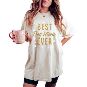 Best Dog Mom Ever Cute Love Heart Print Dog Mama Women's Oversized Comfort T-shirt - Thegiftio UK