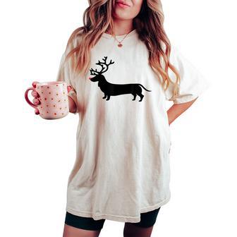 Dachshund Christmas Reindeer Wiener Dog Family Mom Dad Women's Oversized Comfort T-shirt - Thegiftio UK