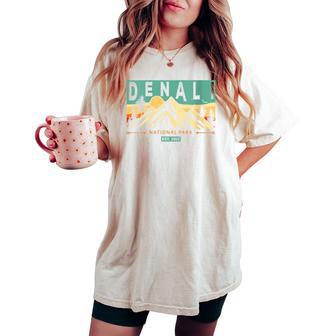 Denali National Park Mountains Nature Retro Sunset Vintage Women's Oversized Comfort T-shirt - Thegiftio UK