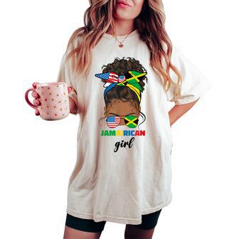 Half American Jamaican America Jamaica Flag Jamairican Girl Women's Oversized Comfort T-shirt - Monsterry
