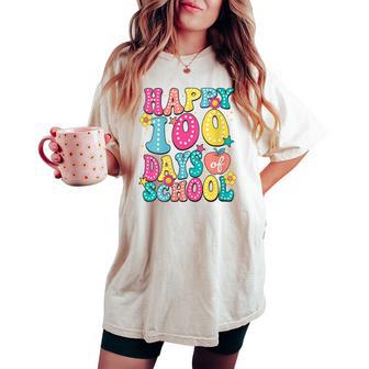 Happy 100 Days Of School Teachers Girls 100Th Day Of School Women's Oversized Comfort T-shirt - Thegiftio UK