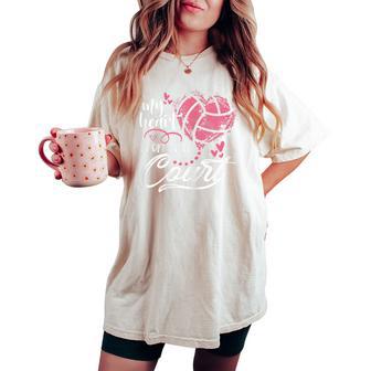 My Heart Is On That Court Volleyball Heart Mother's Day Women's Oversized Comfort T-shirt - Thegiftio UK