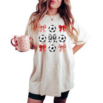 Soccer Coquette Bow Soccer Mama Soccer Mom Women's Oversized Comfort T-shirt - Thegiftio UK