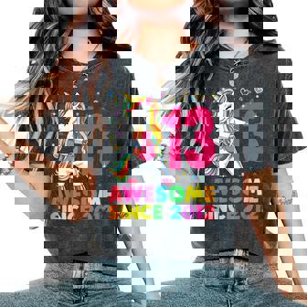 13 Years Old Unicorn Flossing 13Th Birthday Girl Party Women's Oversized Comfort T-Shirt | Seseable FR