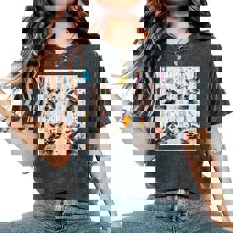 Animal Photobooth Love Raccoons Men Women Kids Cute Raccoon In Birthday Hat Unique Raccoon Birthday Small Women's Oversized Comfort Colors T-Shirt - Monsterry