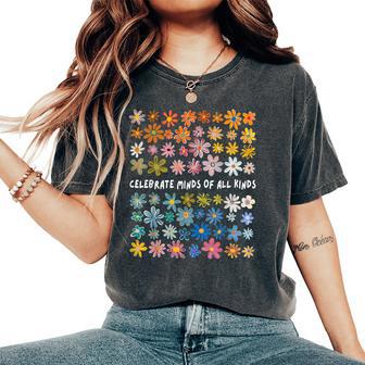 Autism Awareness Celebrate Minds Of All Kinds Wildflower Women's Oversized Comfort T-Shirt - Thegiftio UK