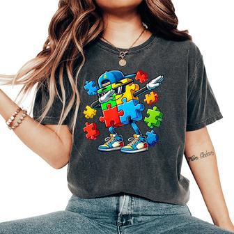 Autism Awareness Dabbing Puzzle Piece Boy Girl Women Women's Oversized Comfort T-Shirt - Thegiftio UK