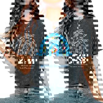 Autism Awareness Rainbow In April We Wear Blue Ribbon Women's Oversized Comfort T-Shirt - Monsterry