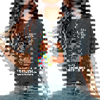 Autism Awareness Strong Mom Afro Mother Black Women Women's Oversized Comfort T-Shirt | Mazezy
