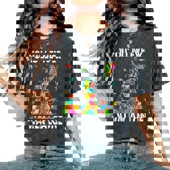 Autism Mom You Will Never Walk-Alone Support Autism Daughter Women's Oversized Comfort T-Shirt - Thegiftio