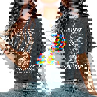 Autism Mom You Will Never Walk-Alone Support Autism Son Women's Oversized Comfort T-Shirt - Thegiftio