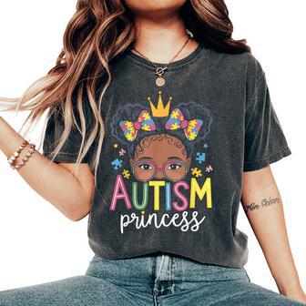 Autism Princess Afro Girls Bow Daughter Autism Awareness Women's Oversized Comfort T-Shirt - Thegiftio UK