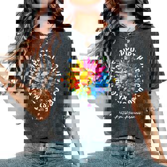 Autism Support Colorful Sunflower Autism Awareness Women's Oversized Comfort T-Shirt - Monsterry