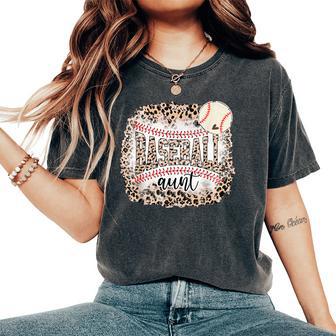 Baseball Aunt Leopard Softball Auntie Mother's Day Women's Oversized Comfort T-Shirt - Thegiftio UK