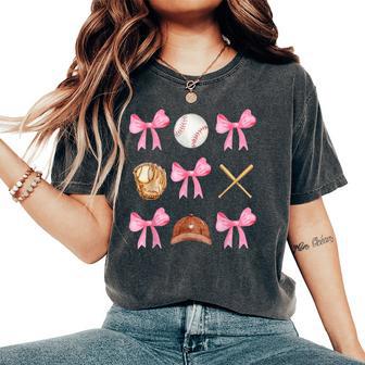 Baseball Coquette Bow Baseball Mama Baseball Mom Women's Oversized Comfort T-Shirt - Thegiftio UK