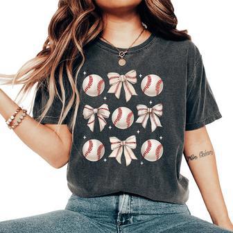 Baseball Coquette Bow Baseball Mom Baseball Mama Women's Oversized Comfort T-Shirt - Thegiftio UK