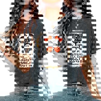 Basketball Little Sister Biggest Fan Cute Basketball Sister Women's Oversized Comfort T-Shirt - Monsterry